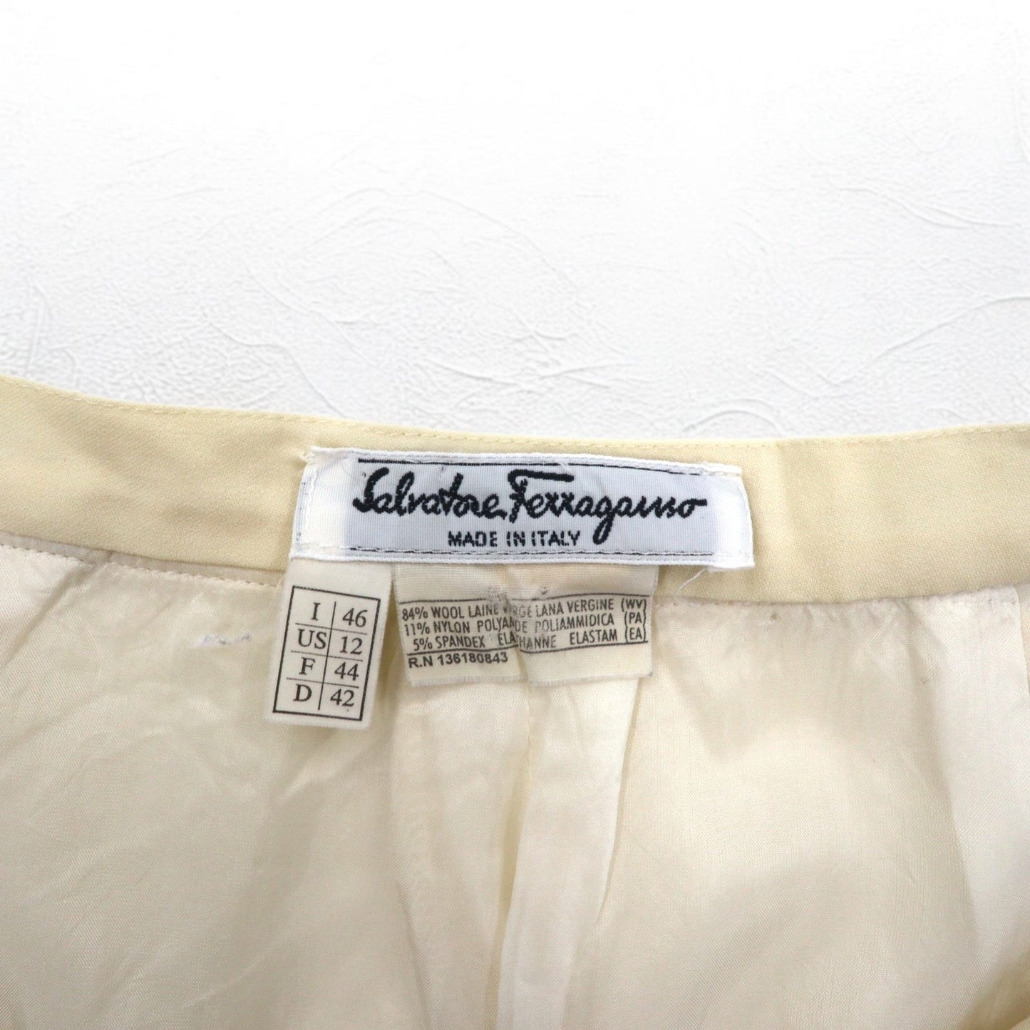 Salvatore Ferragamo イタリア製 ワイド フレア スラックスパンツ L ベージュ ウール