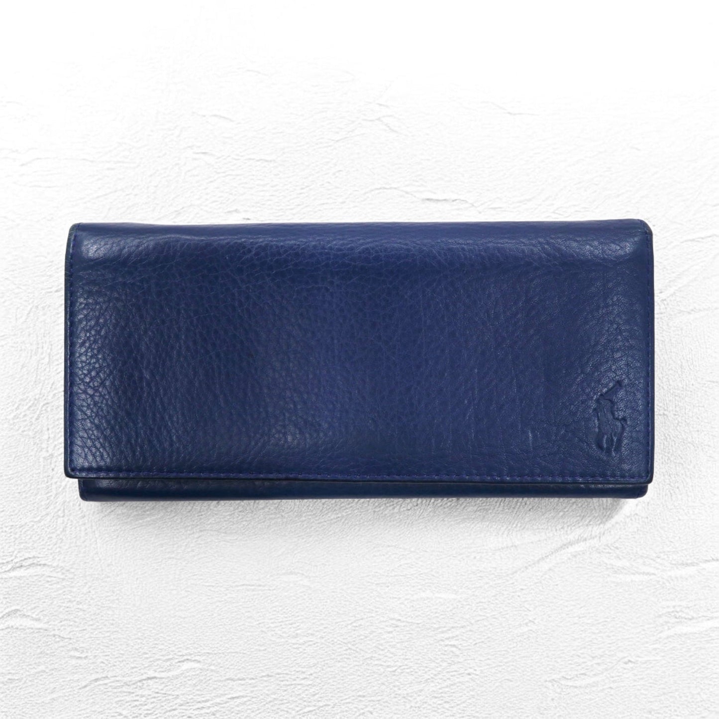 POLO RALPH LAUREN 長財布 ネイビー レザー シボ革