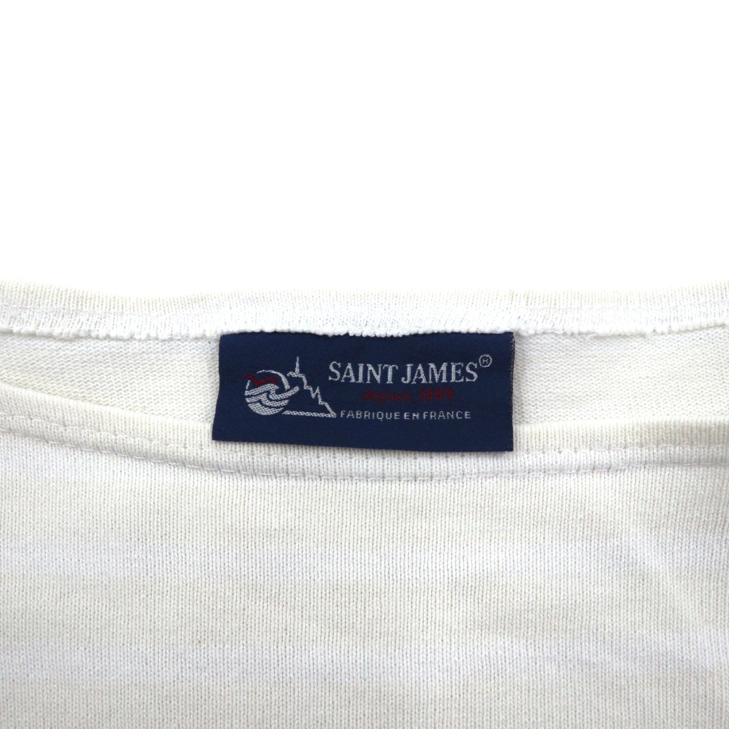 SAINT JAMES ボーダー バスクシャツ ロングスリーブ Tシャツ L ホワイト ベージュ ボートネック フランス製