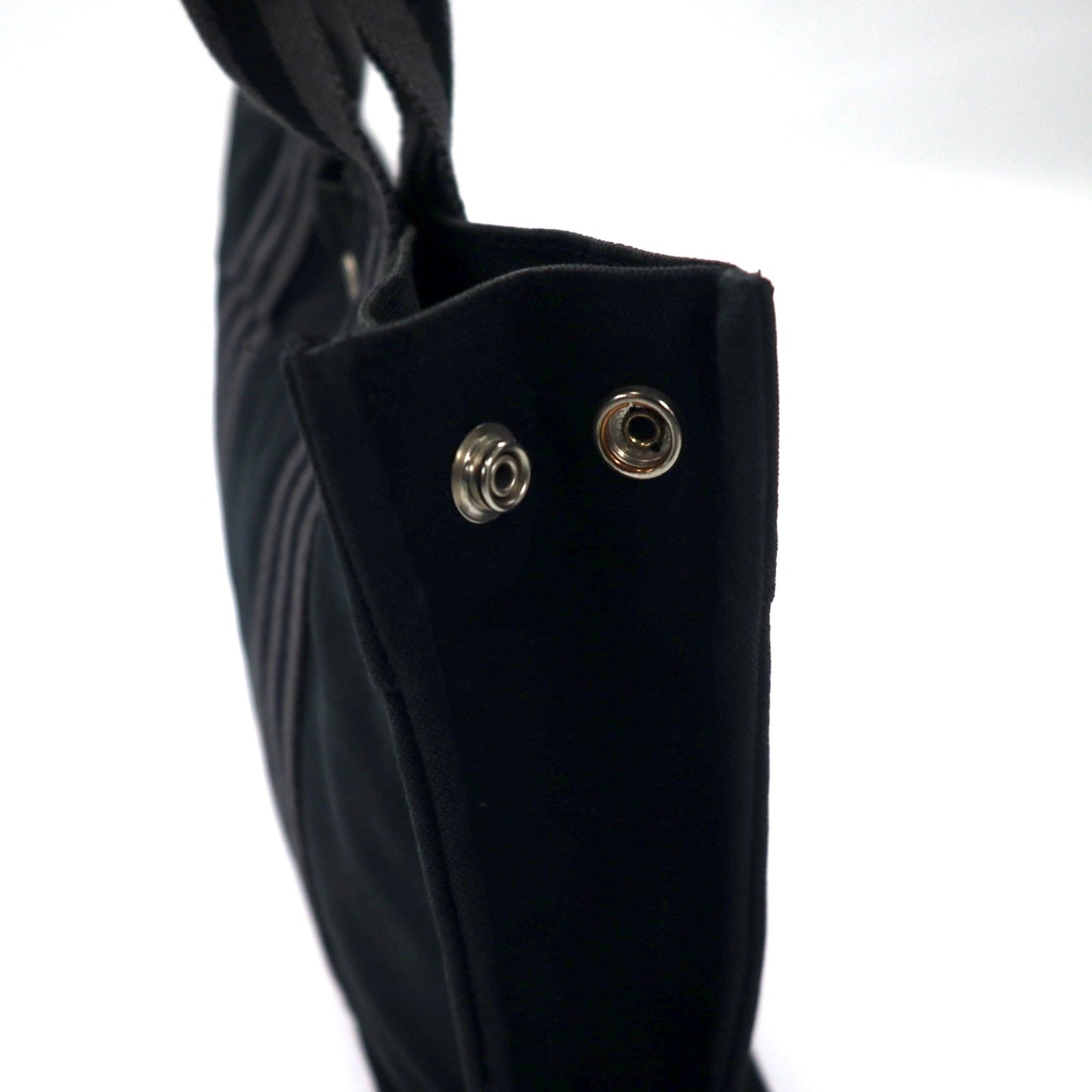 HERMES フランス製 フールトゥ PM トートバッグ ハンドバッグ ブラック コットン キャンバス