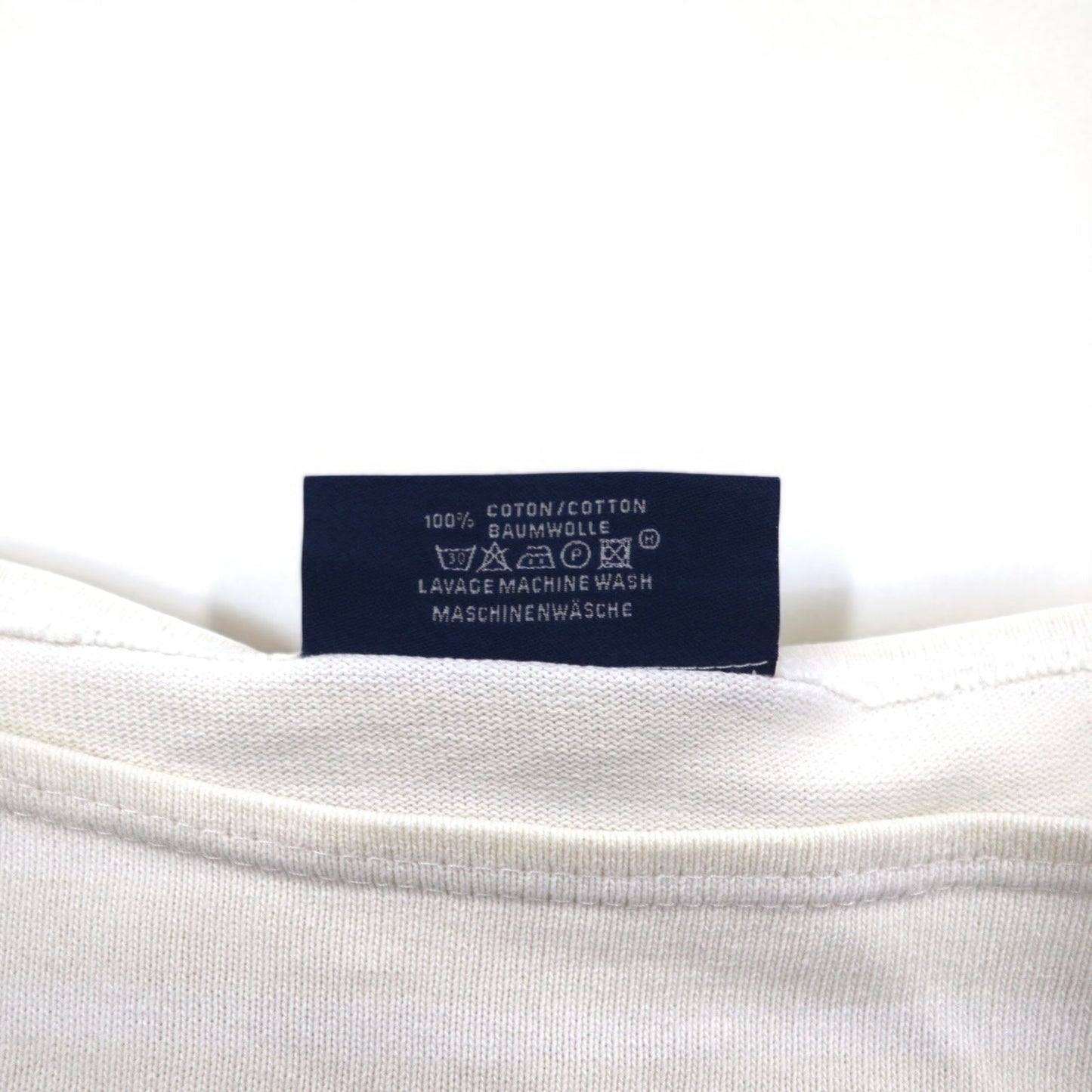 SAINT JAMES ボーダー バスクシャツ ロングスリーブ Tシャツ L ホワイト ベージュ ボートネック フランス製