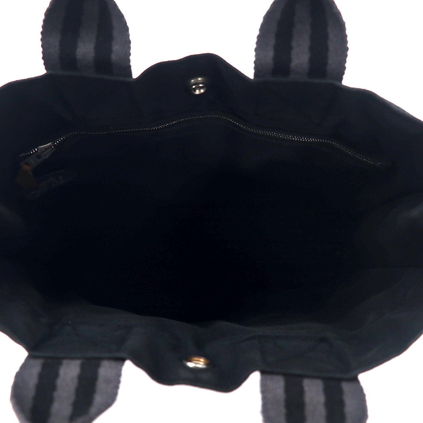 HERMES フランス製 フールトゥ PM トートバッグ ハンドバッグ ブラック コットン キャンバス