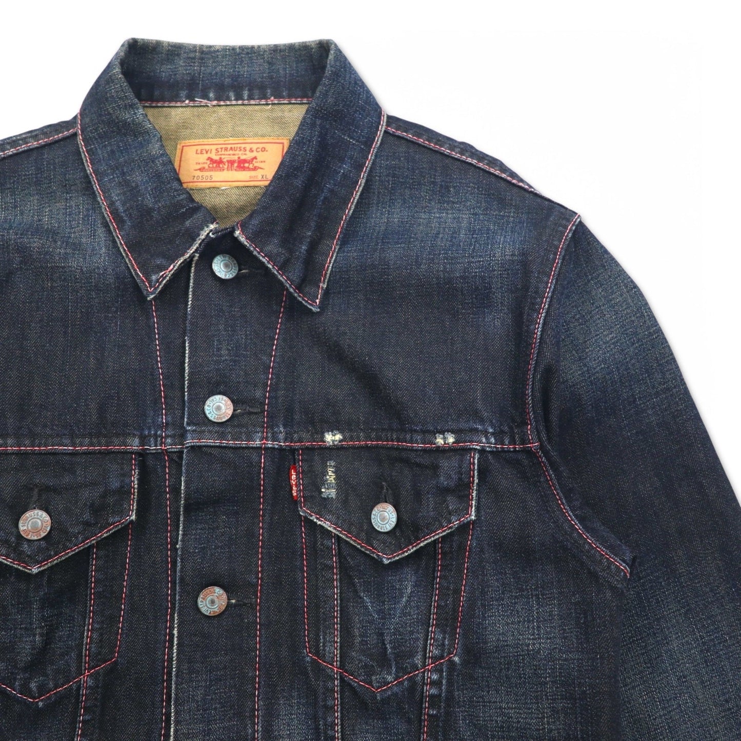 Levi's 00年代 70505 4th タイプ デニムジャケット Gジャン XL インディゴ ブルー ダメージ加工