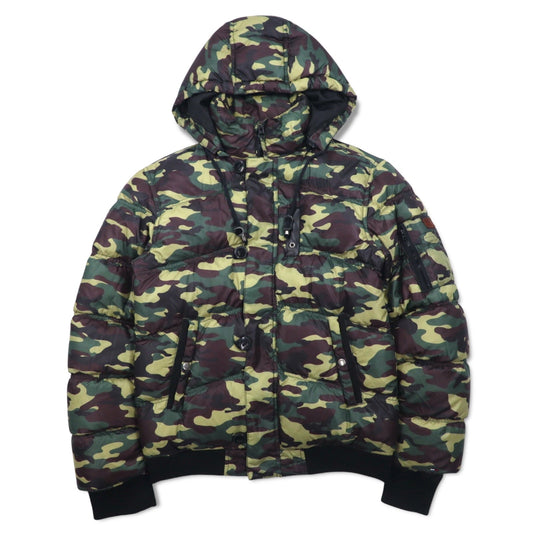 HILFIGER DENIM カモフラ ダウンジャケット M カーキ ポリエステル フード着脱式