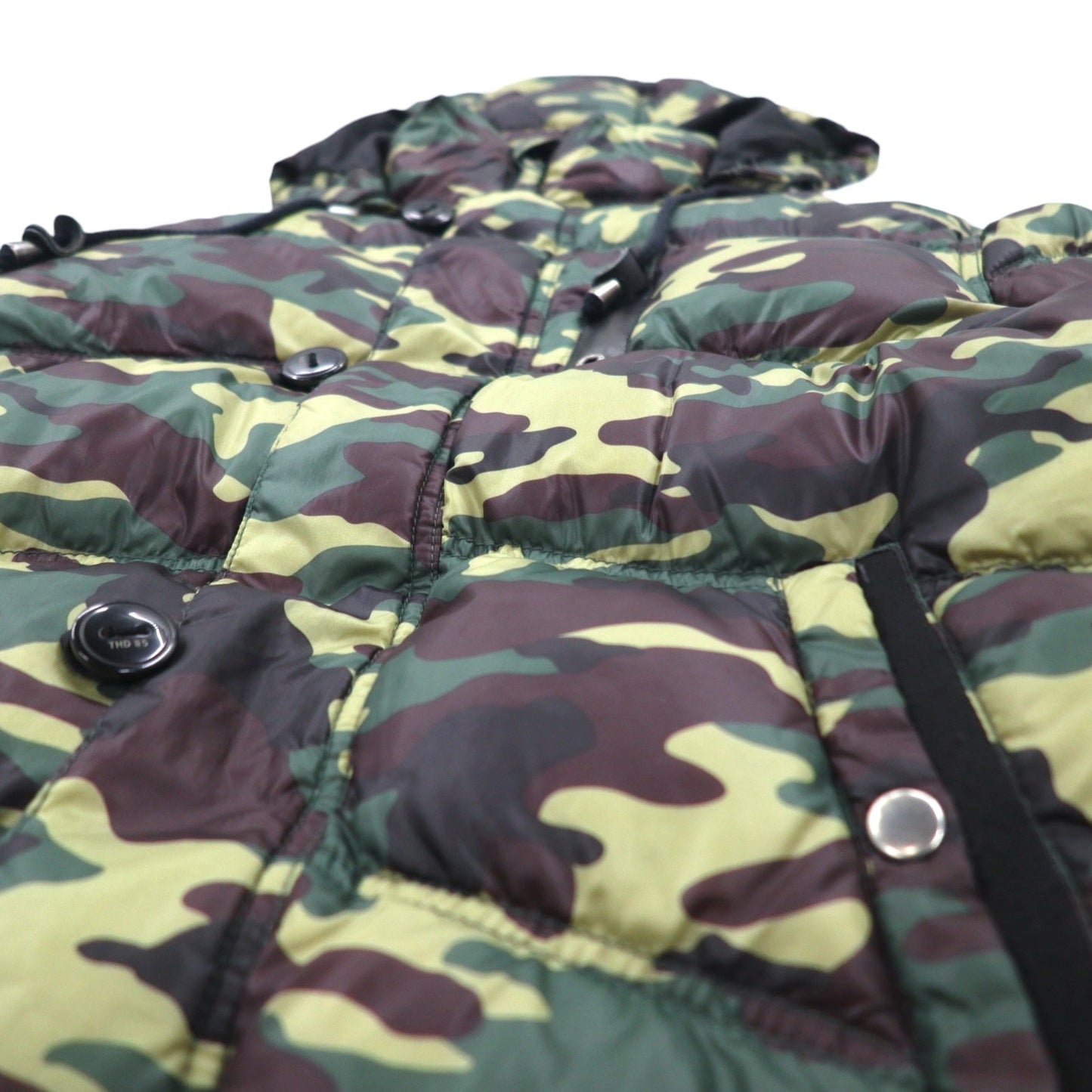 HILFIGER DENIM カモフラ ダウンジャケット M カーキ ポリエステル フード着脱式