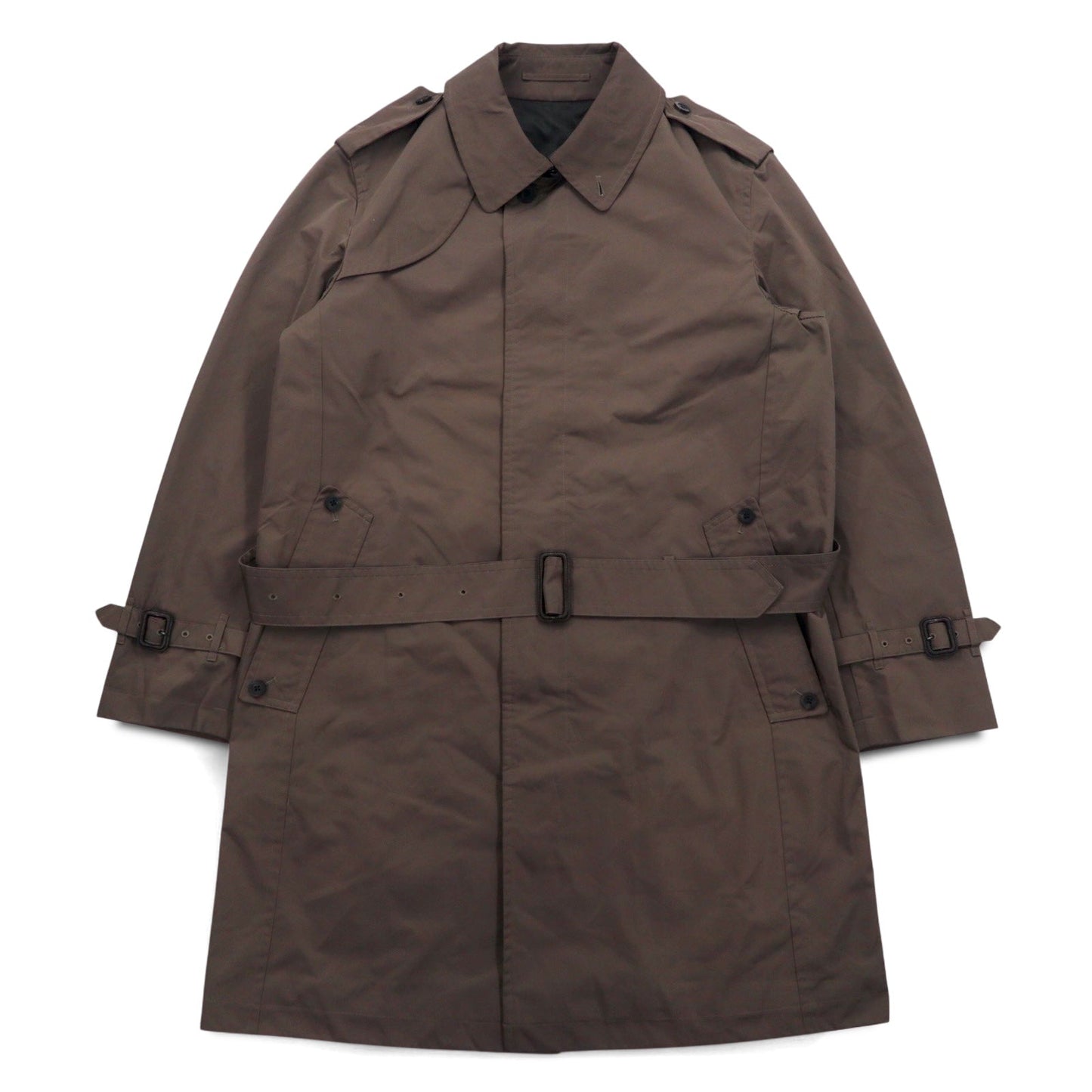 SANYO ソロテックス ミリタリー トレンチコート M カーキ チンストラップ エポレット ベルト付き