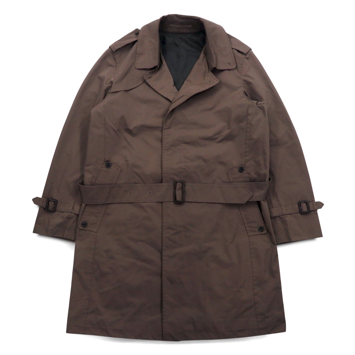 SANYO ソロテックス ミリタリー トレンチコート M カーキ チンストラップ エポレット ベルト付き