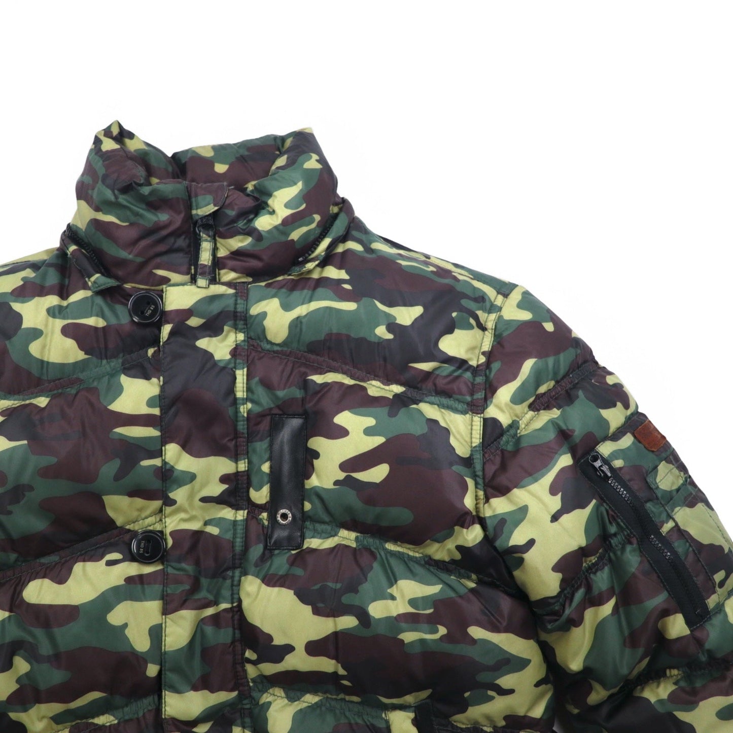 HILFIGER DENIM カモフラ ダウンジャケット M カーキ ポリエステル フード着脱式