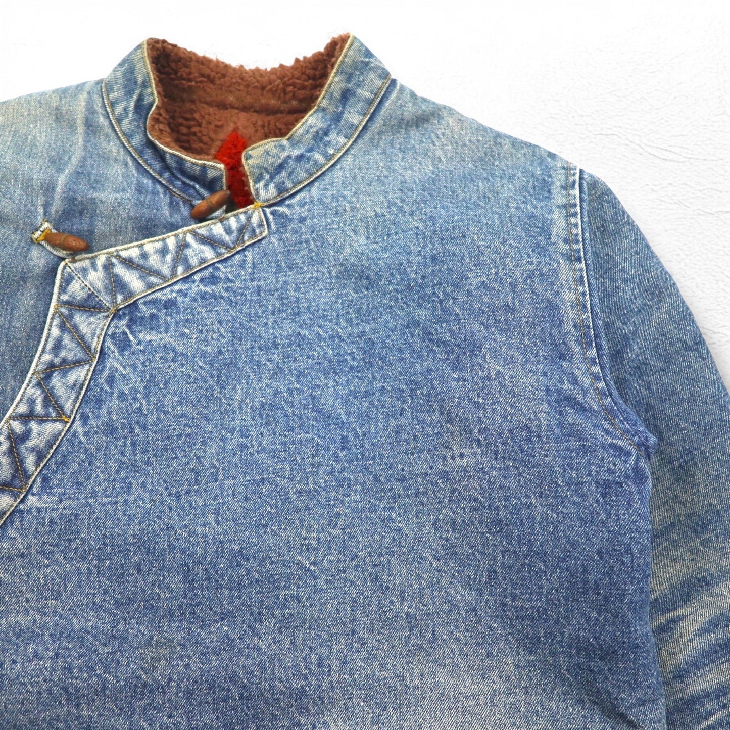 MASH × Phatee チベタンジャケット リバーシブル 作務衣 ボア デニムジャケット M ブルー ブラウン