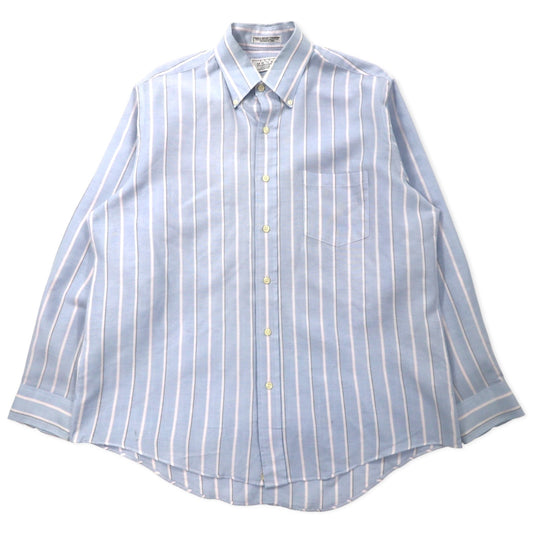 THE MEN'S STORE AT SEARS 90年代 オックスフォード ボタンダウンシャツ 16 1/2 ブルー ストライプ ポリエステル コットン SINGLE NEEDLE TAILORING