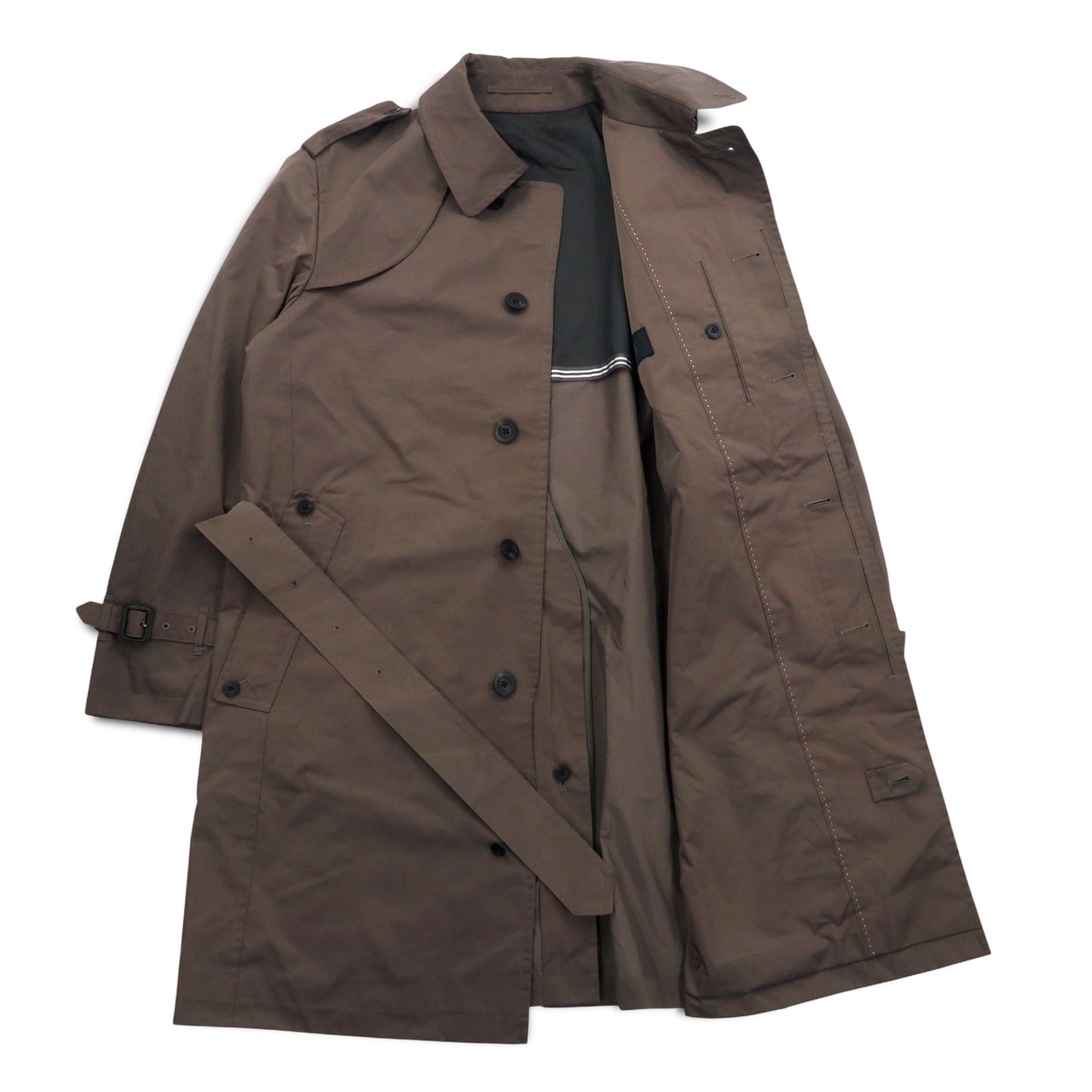 SANYO ソロテックス ミリタリー トレンチコート M カーキ チンストラップ エポレット ベルト付き