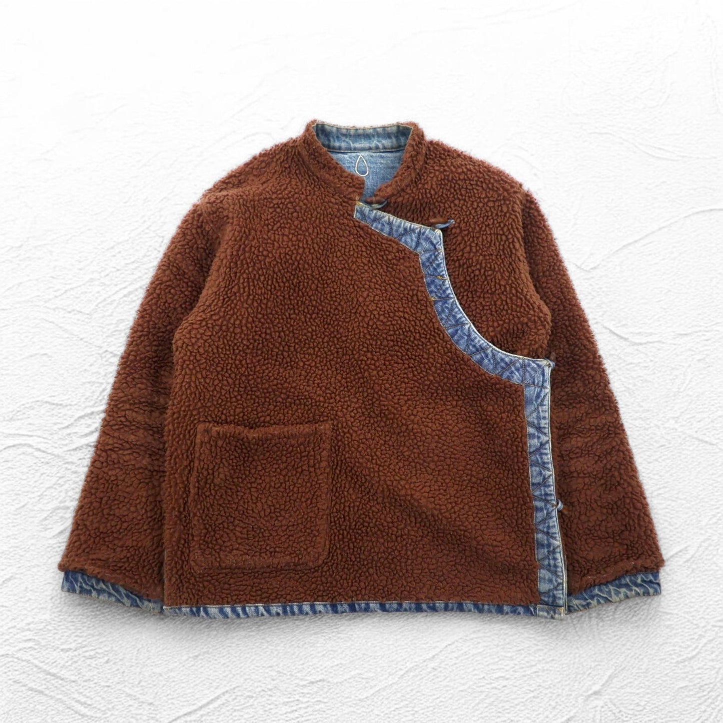 MASH × Phatee チベタンジャケット リバーシブル 作務衣 ボア デニムジャケット M ブルー ブラウン