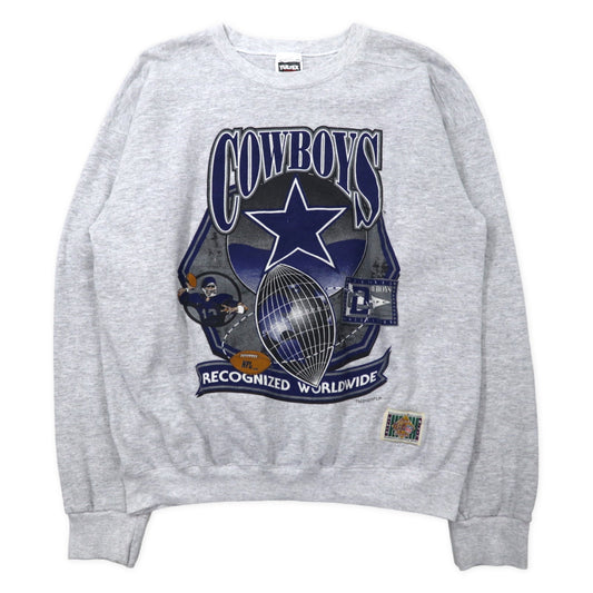 TULTEX USA製 90年代 NFL プリントスウェット M グレー コットン DALLAS COWBOYS