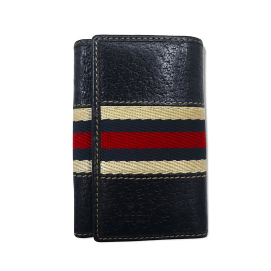 GUCCI イタリア製 シェリーライン 6連 キーケース ネイビー レザー 154265 0959