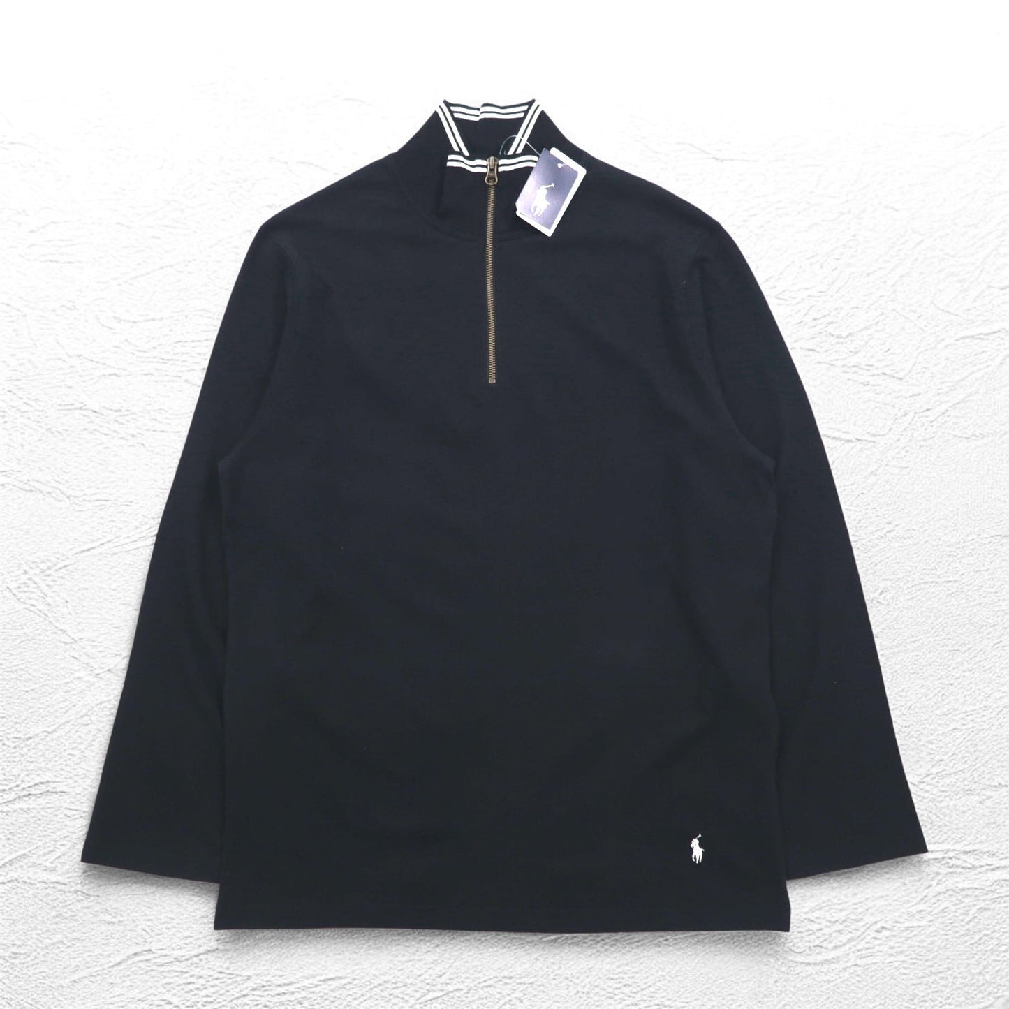 Polo by Ralph Lauren ハーフジップ トップス L ブラック コットン スモールポニー刺繍 未使用品