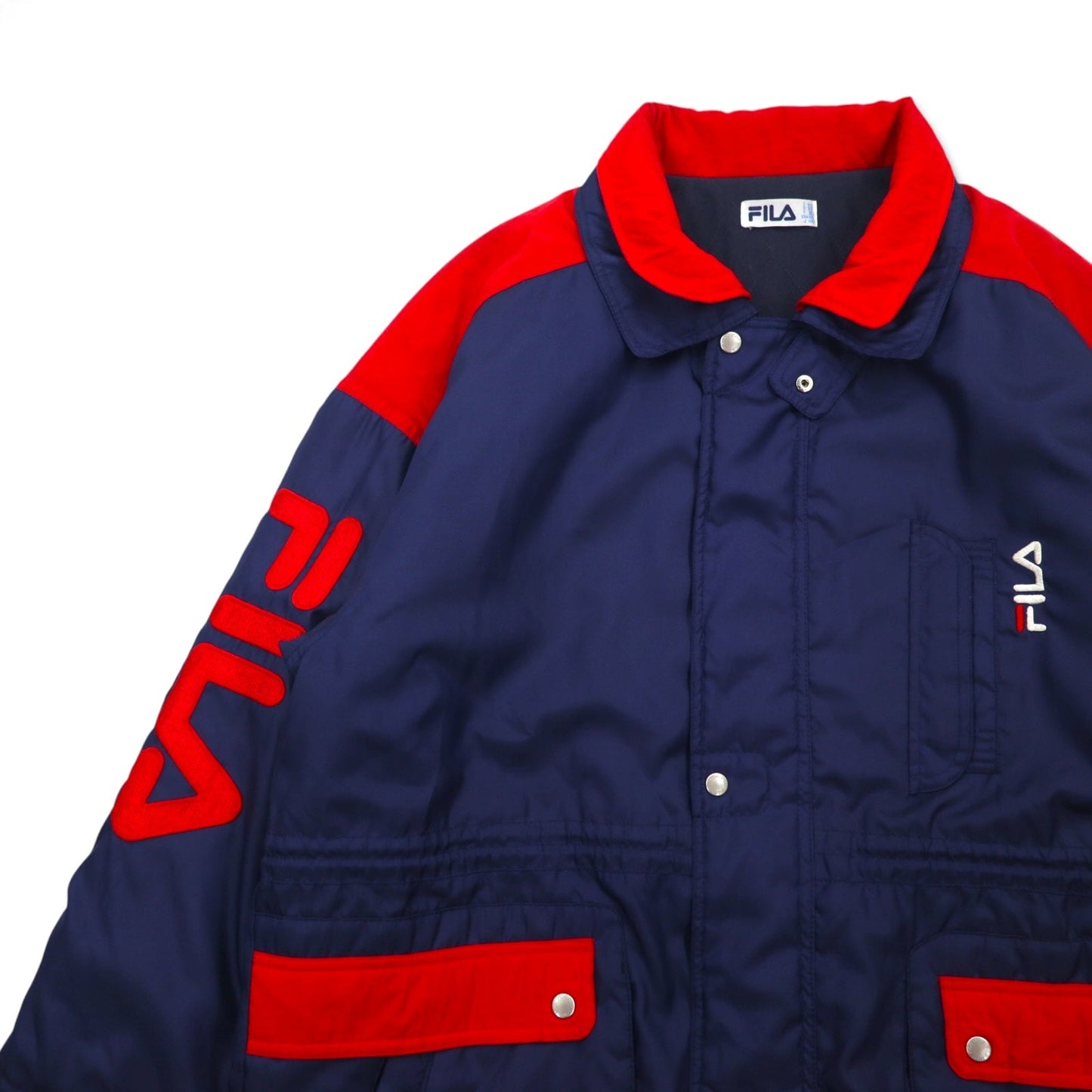 FILA 90年代 セーリングジャケット XL ネイビー ポリエステル ドローコード キルティングライナー