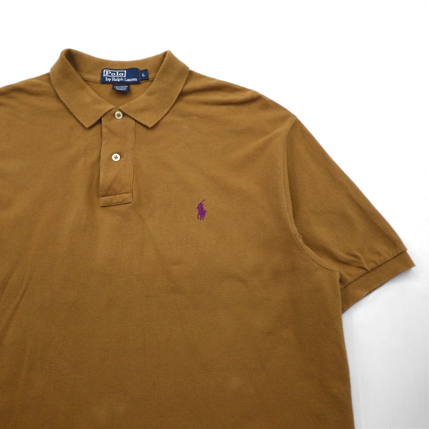 Polo by Ralph Lauren 90年代 ポロシャツ L キャメル コットン 鹿の子 スモールポニー刺繍