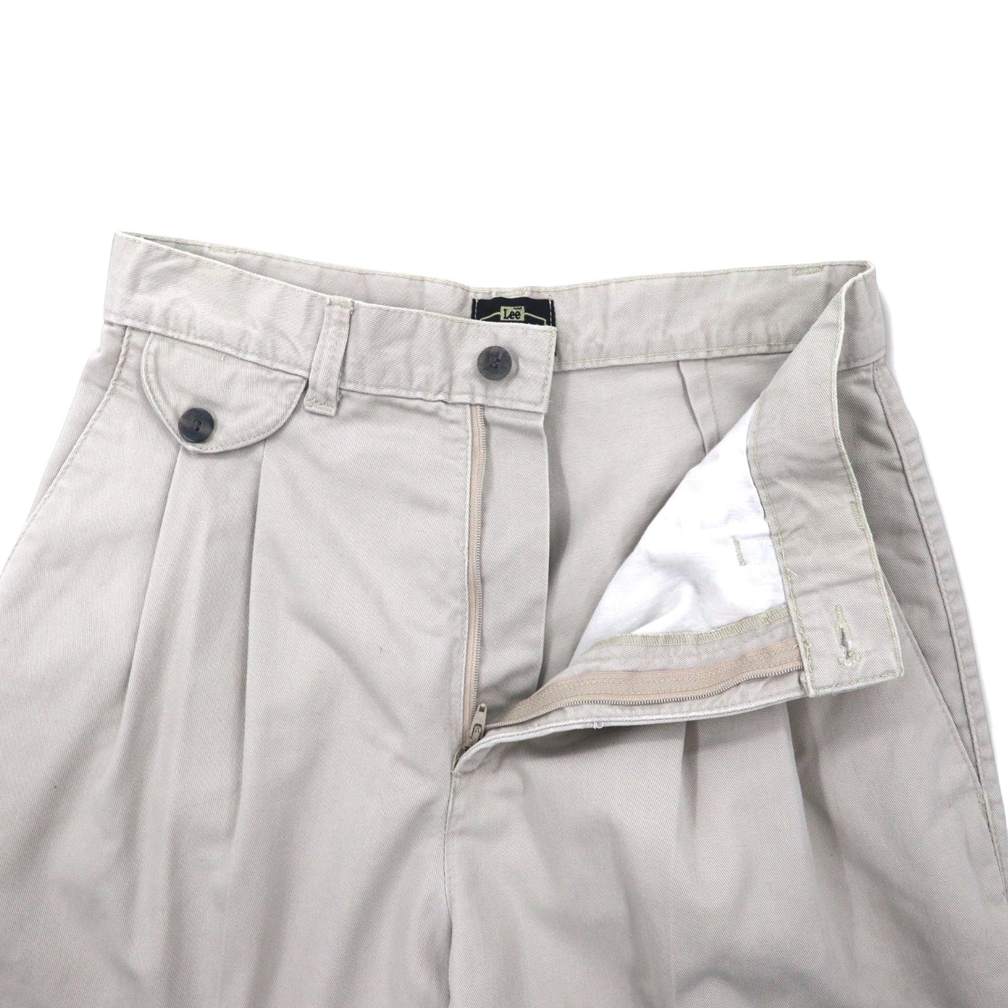 Lee CASUALS 90年代 タック ワイド テーパード チノパンツ M ベージュ コットン WRINKLE FREE メキシコ製