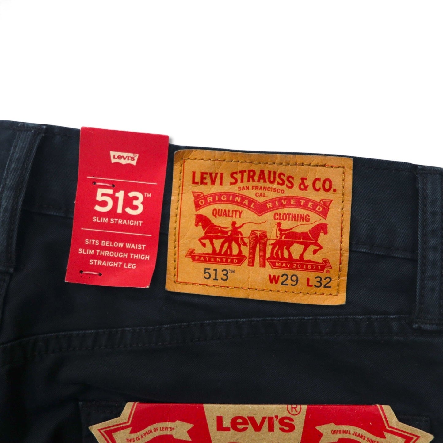 Levi's 513 スリム ストレッチ ブラック デニムパンツ 29 ブラック コットン 08513-0696 未使用品