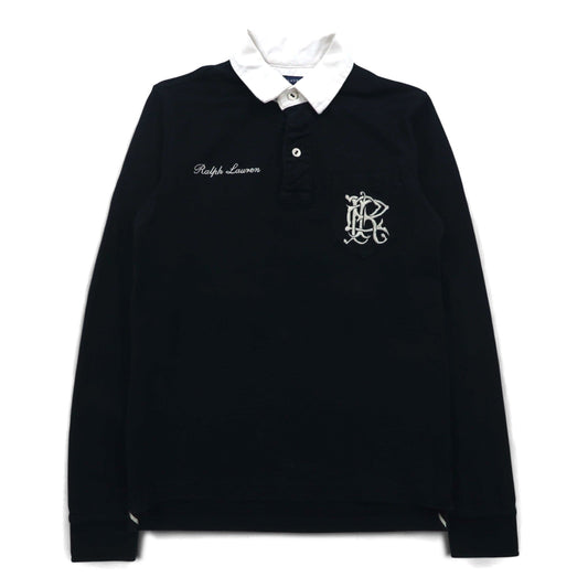 RALPH LAUREN 90年代 ラガーシャツ S ブラック コットン ロゴ 刺繍 ナンバリング