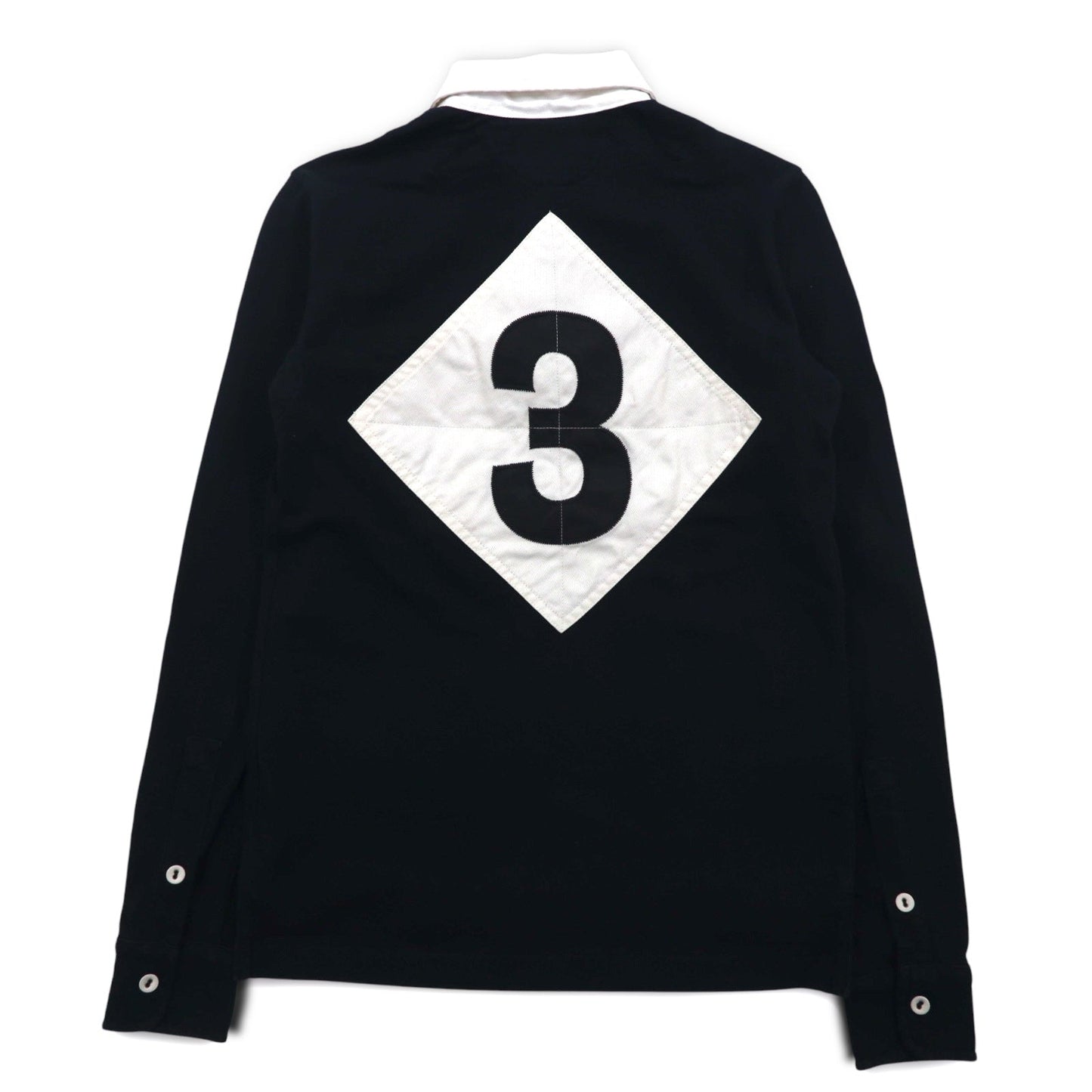 RALPH LAUREN 90年代 ラガーシャツ S ブラック コットン ロゴ 刺繍 ナンバリング