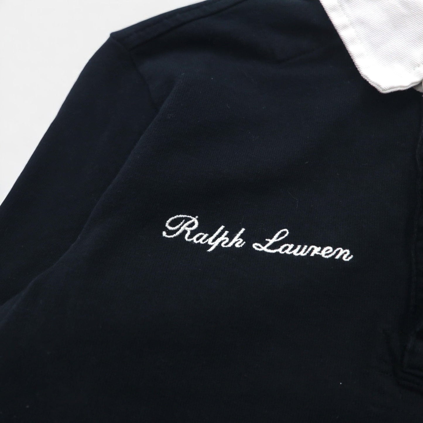 RALPH LAUREN 90年代 ラガーシャツ S ブラック コットン ロゴ 刺繍 ナンバリング