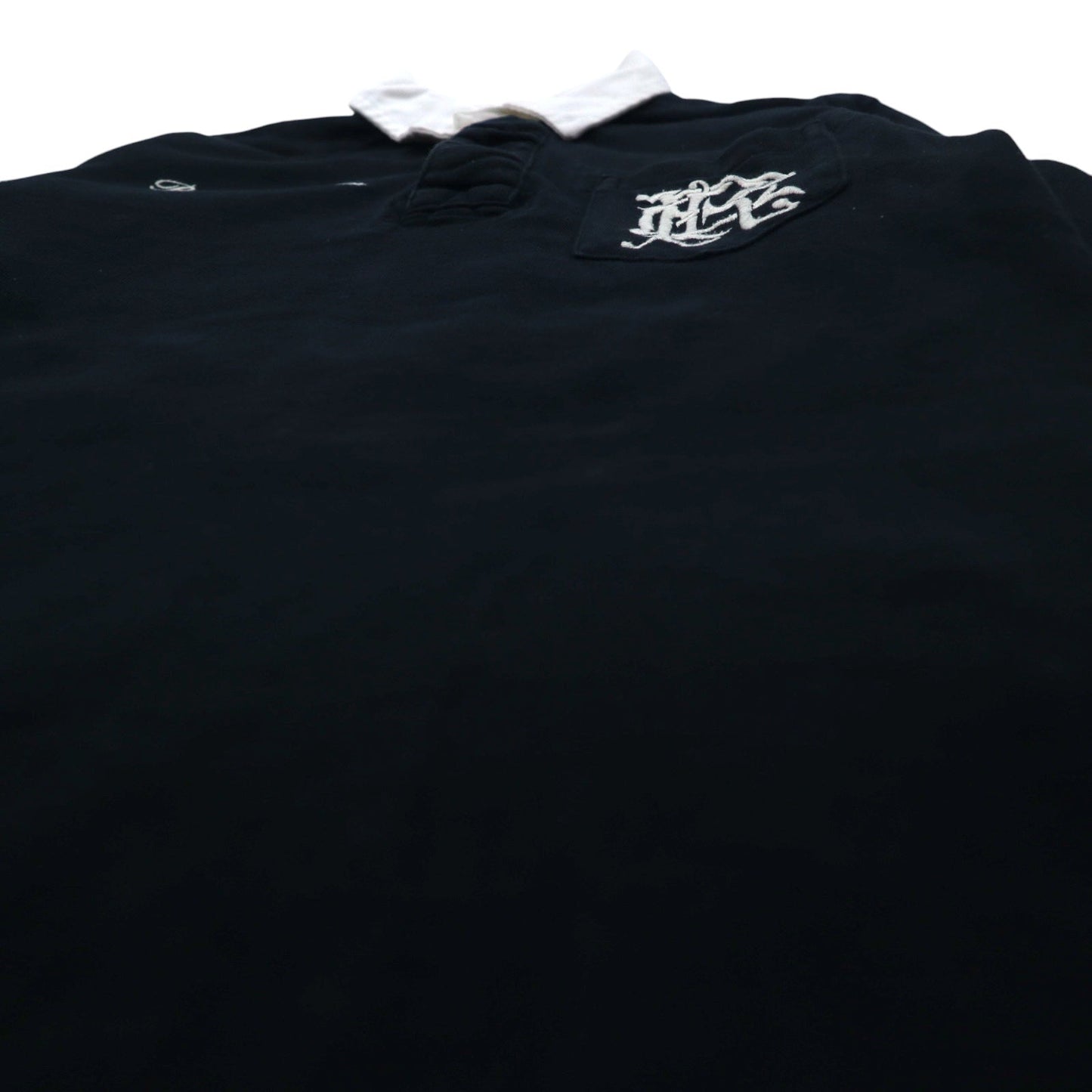 RALPH LAUREN 90年代 ラガーシャツ S ブラック コットン ロゴ 刺繍 ナンバリング