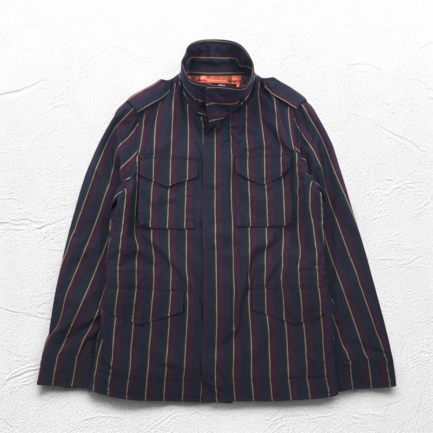 Slow Gun & Co. M-65 ミリタリー フィールドジャケット S ネイビー ストライプ ドローコード 日本製