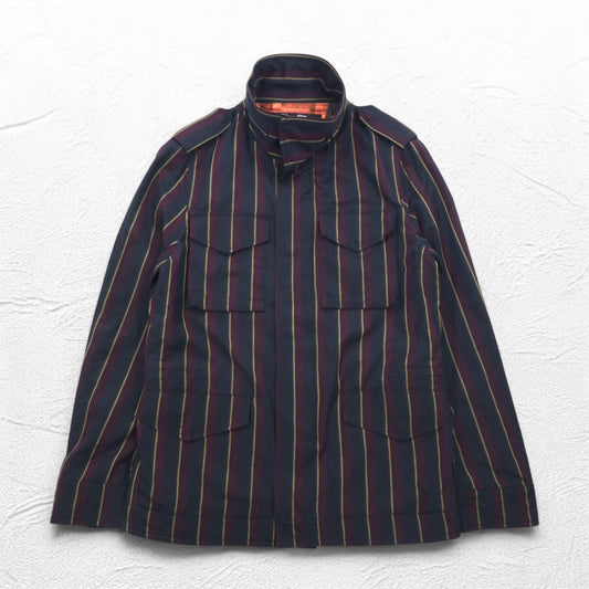 Slow Gun & Co. M-65 ミリタリー フィールドジャケット S ネイビー ストライプ ドローコード 日本製