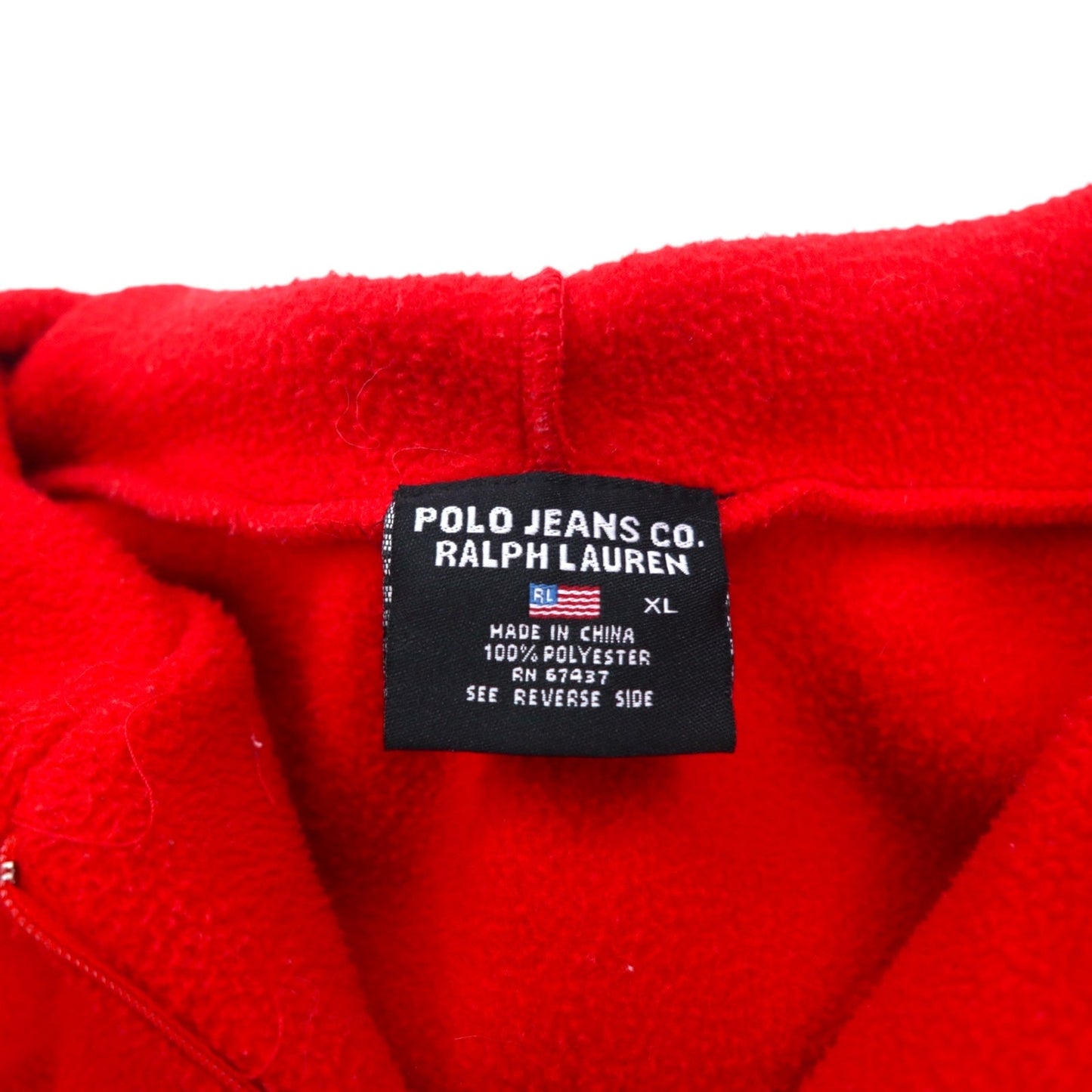POLO JEANS CO. RALPH LAUREN 90年代 フリース ハーフジップ パーカー XL レッド ポリエステル ロゴ