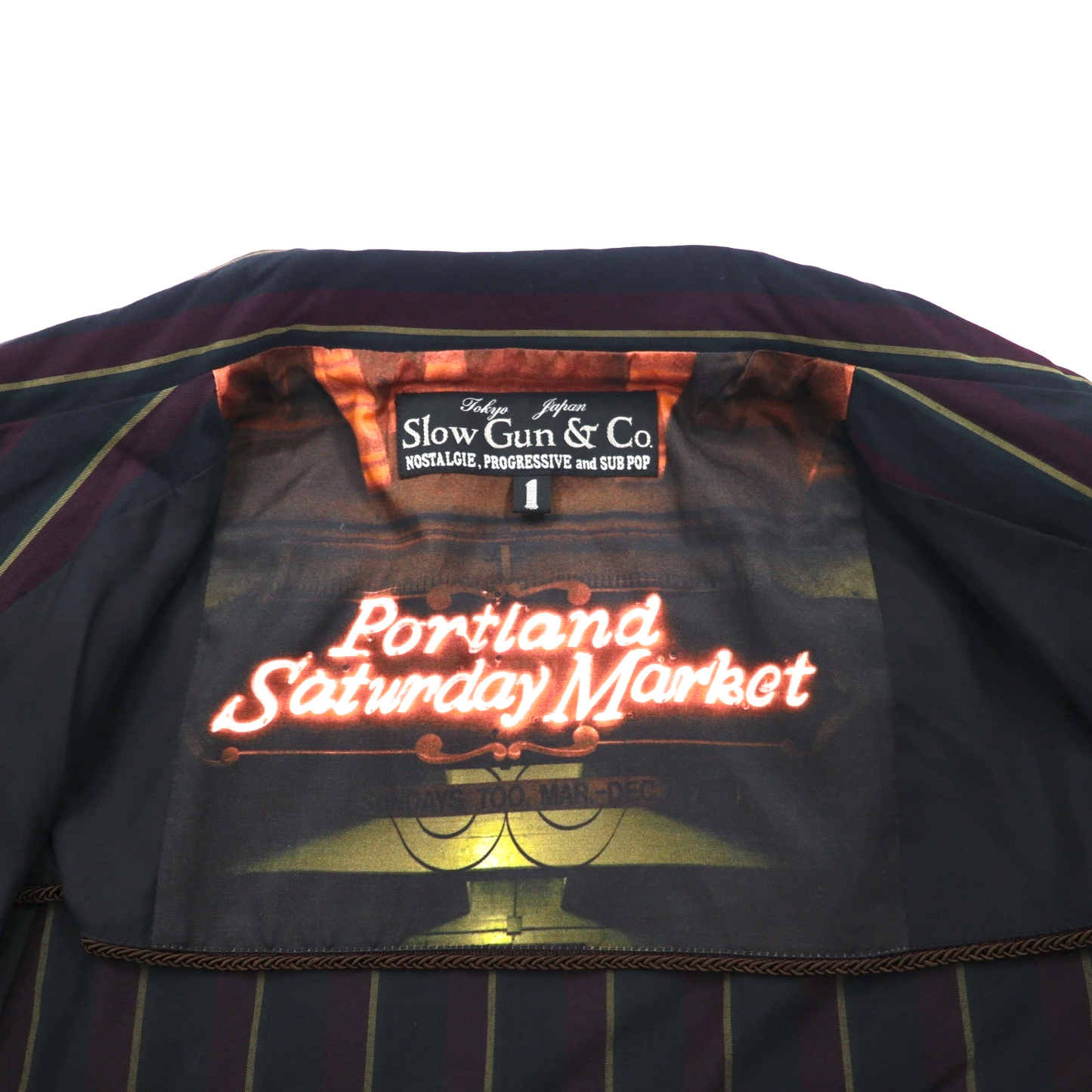 Slow Gun & Co. M-65 ミリタリー フィールドジャケット S ネイビー ストライプ ドローコード 日本製