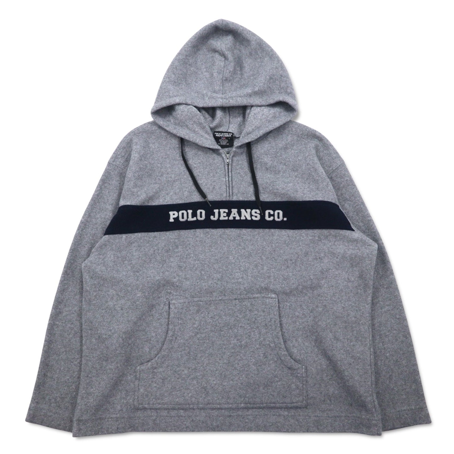 POLO JEANS CO. RALPH LAUREN 90年代 フリース ハーフジップ パーカー L グレー ポリエステル ロゴ