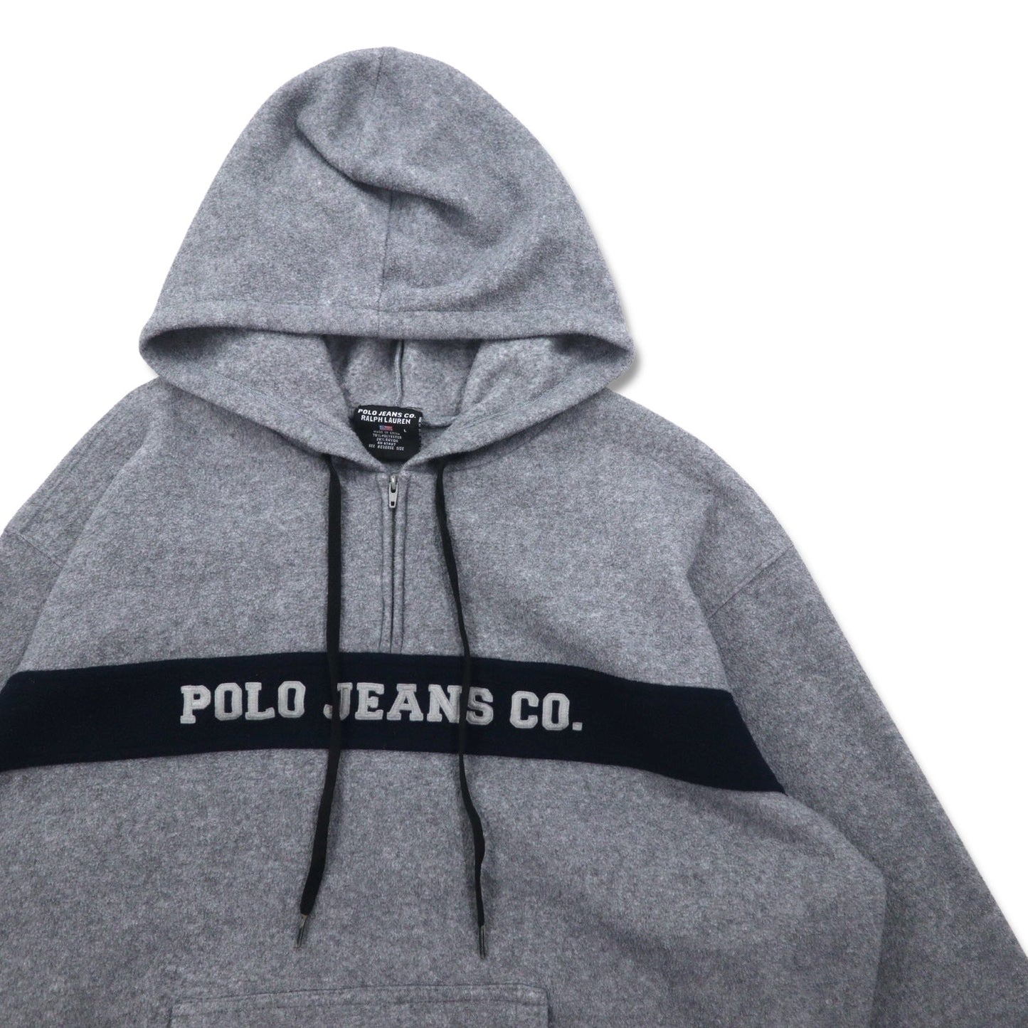 POLO JEANS CO. RALPH LAUREN 90年代 フリース ハーフジップ パーカー L グレー ポリエステル ロゴ