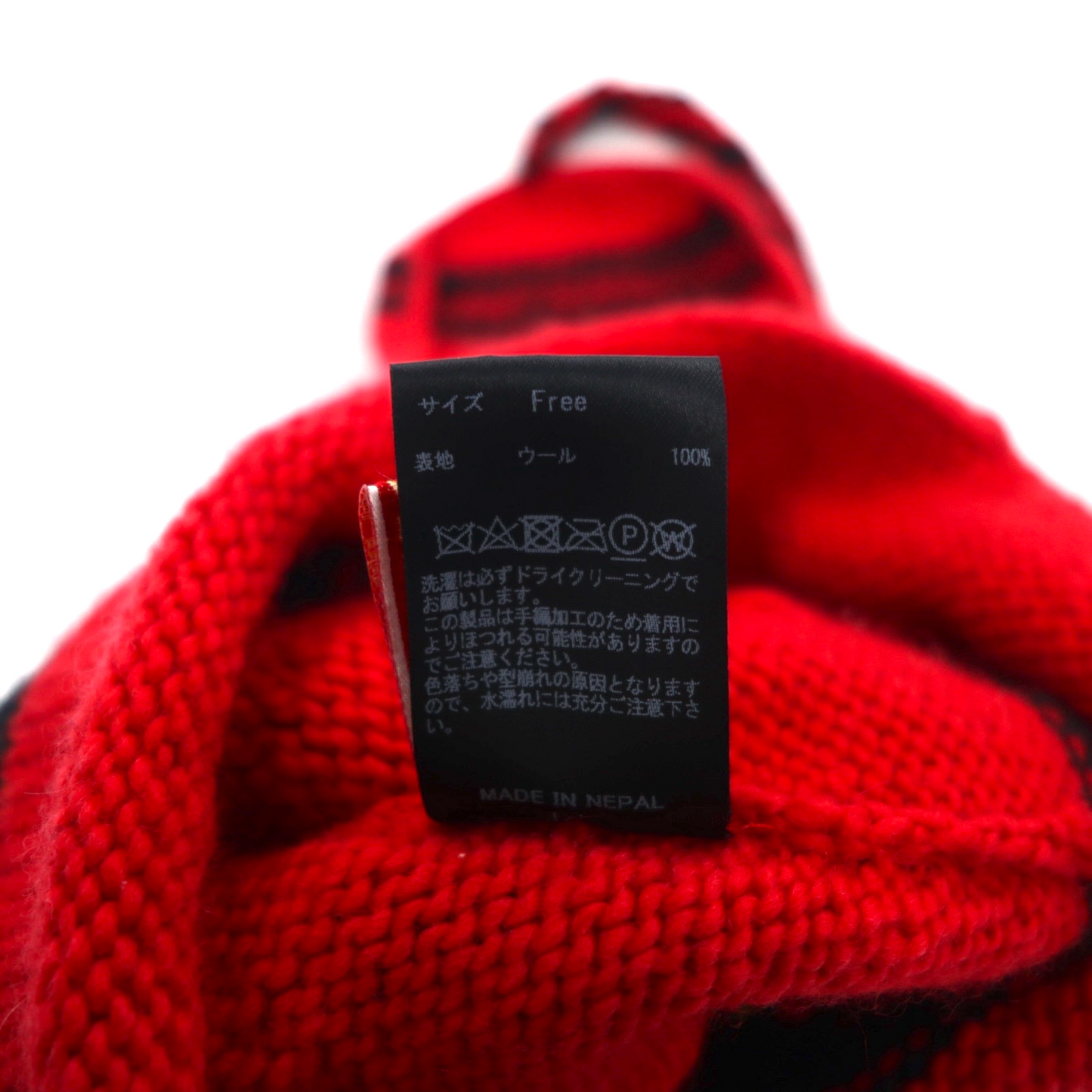 Leh イヤーフラップ ニット キャップ ear flap knit cap ボンボン ニット帽 FREE レッド 耳あて付き