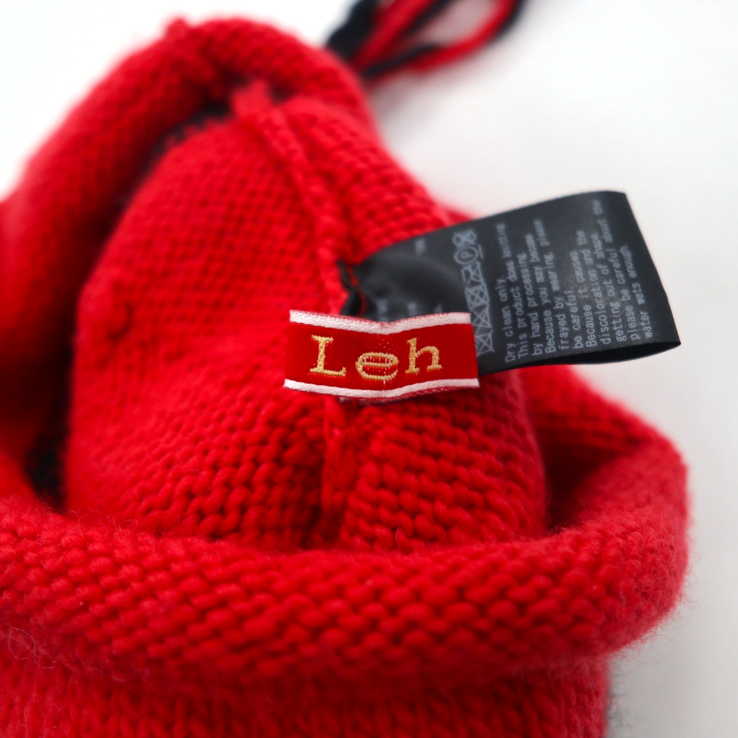 Leh イヤーフラップ ニット キャップ ear flap knit cap ボンボン ニット帽 FREE レッド 耳あて付き