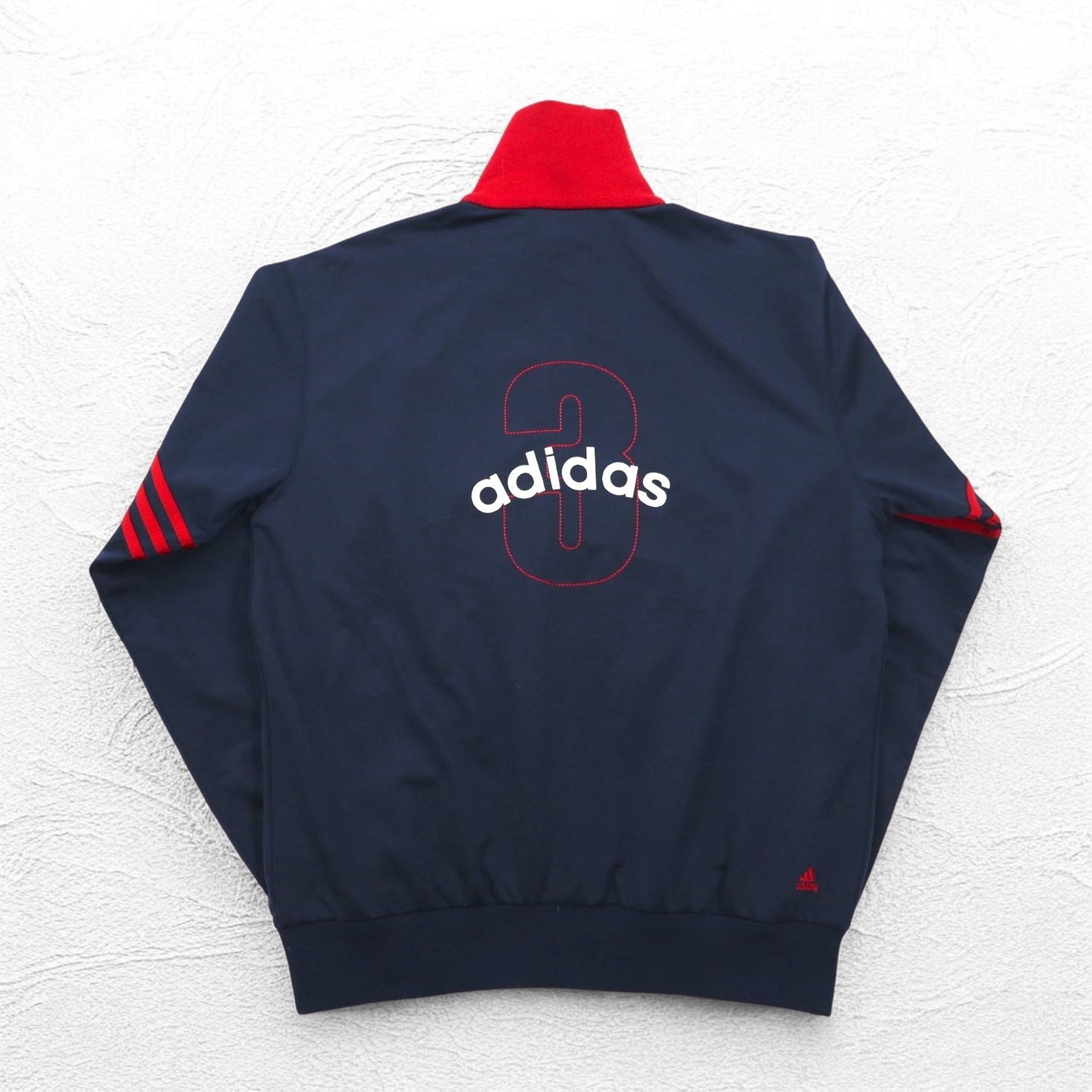 adidas 00年代 ハイネック トラックジャケット ジャージ L ネイビー レッド ナンバリング ポリエステル