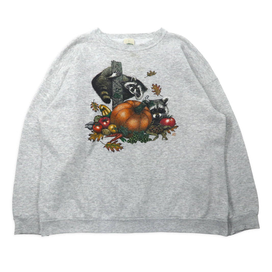 COTTON GROVE 90年代 アニマルプリントスウェット 2XL グレー コットン ビッグサイズ メキシコ製