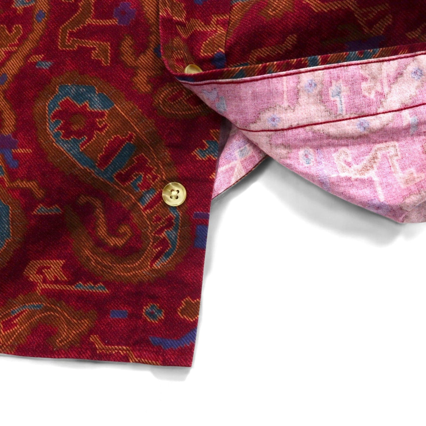 CHAPS RALPH LAUREN 80年代 ペイズリー 総柄 シャツ L レッド  コットン 胸ポケット