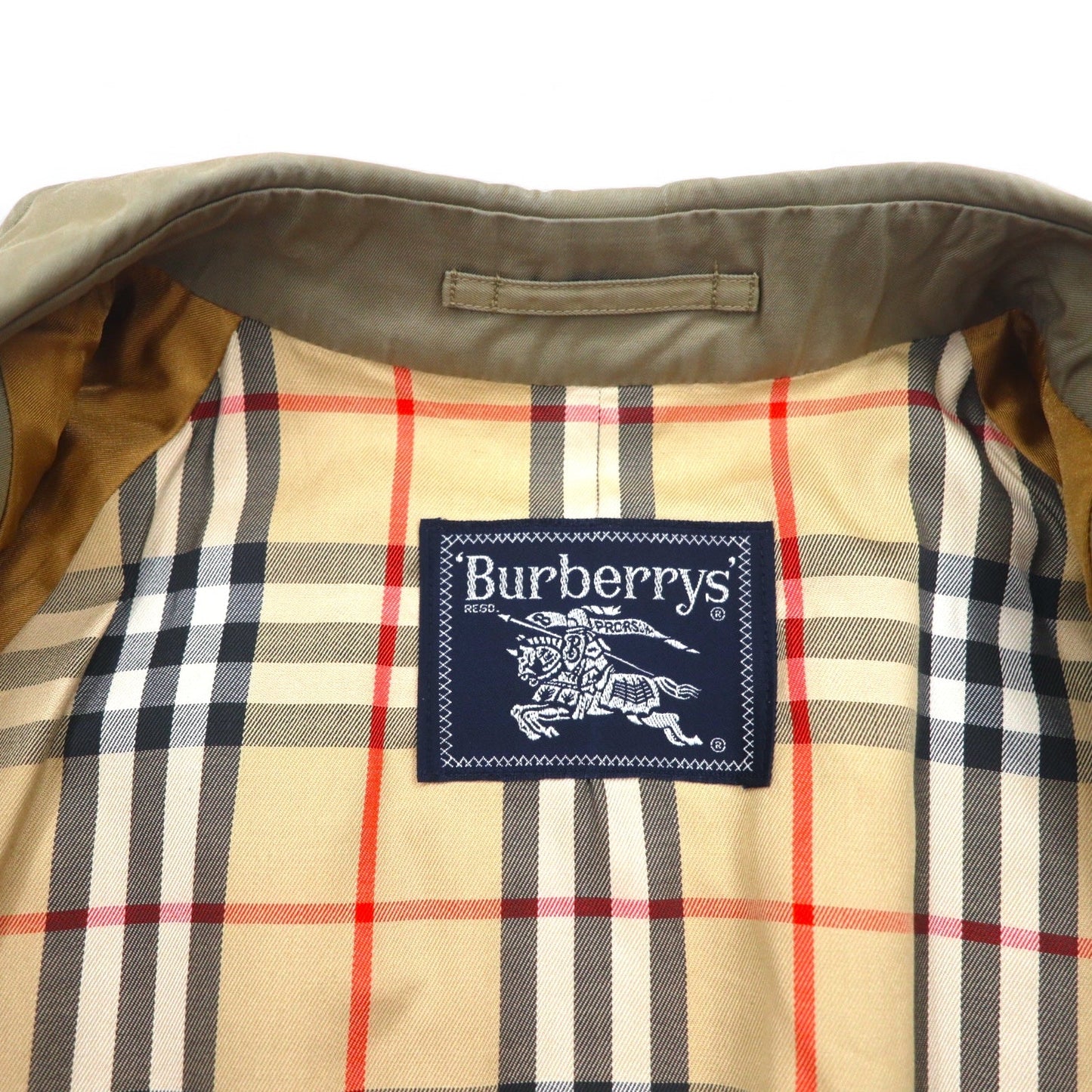 Burberrys 80年代 バルマカーン ステンカラーコート M カーキ 裏地ノバチェック 比翼 エポレット ベルト付き WR075-902-75