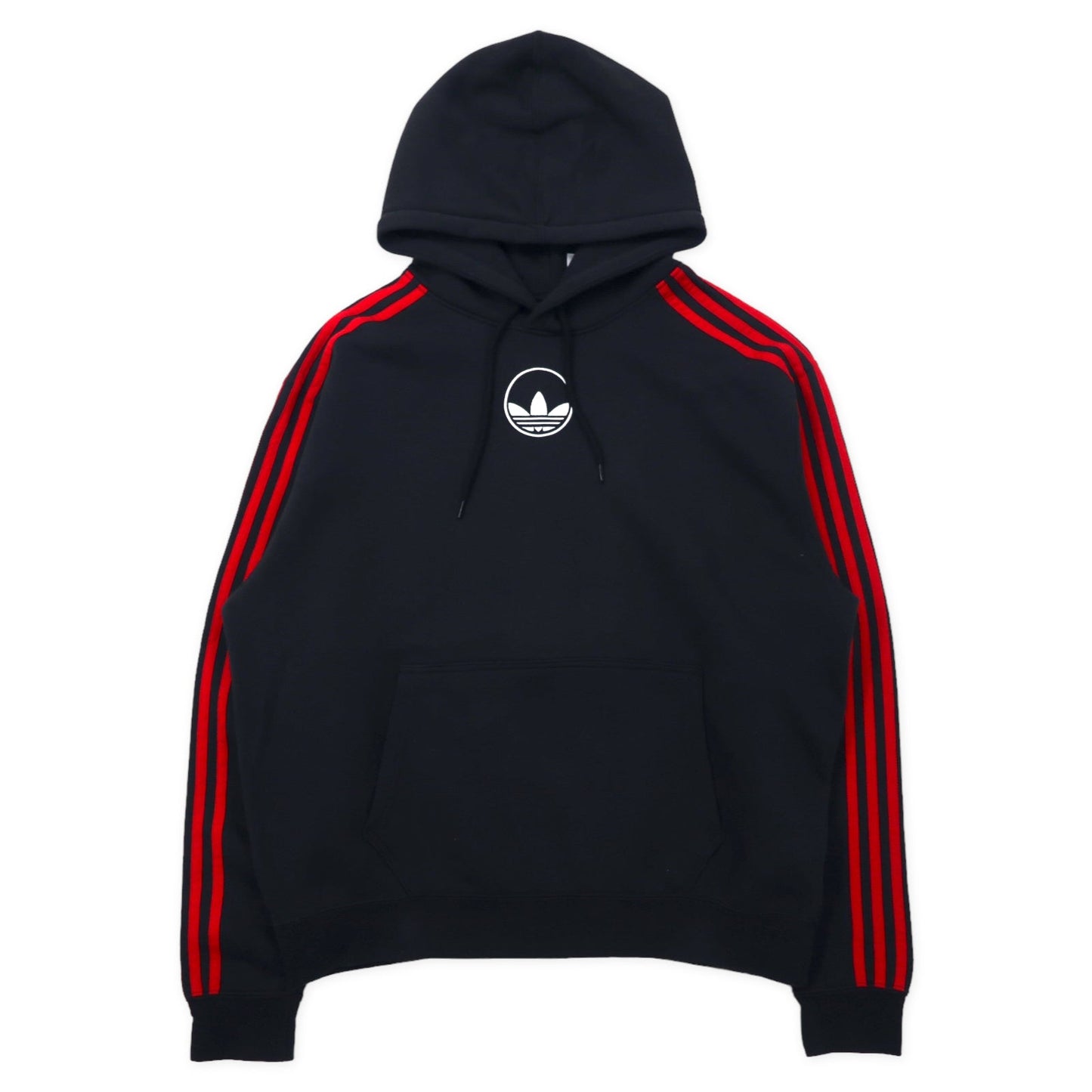 adidas originals 3ストライプ サークル パーカー 2XL ブラック コットン トレフォイルロゴ刺繍 ビッグサイズ GD2127