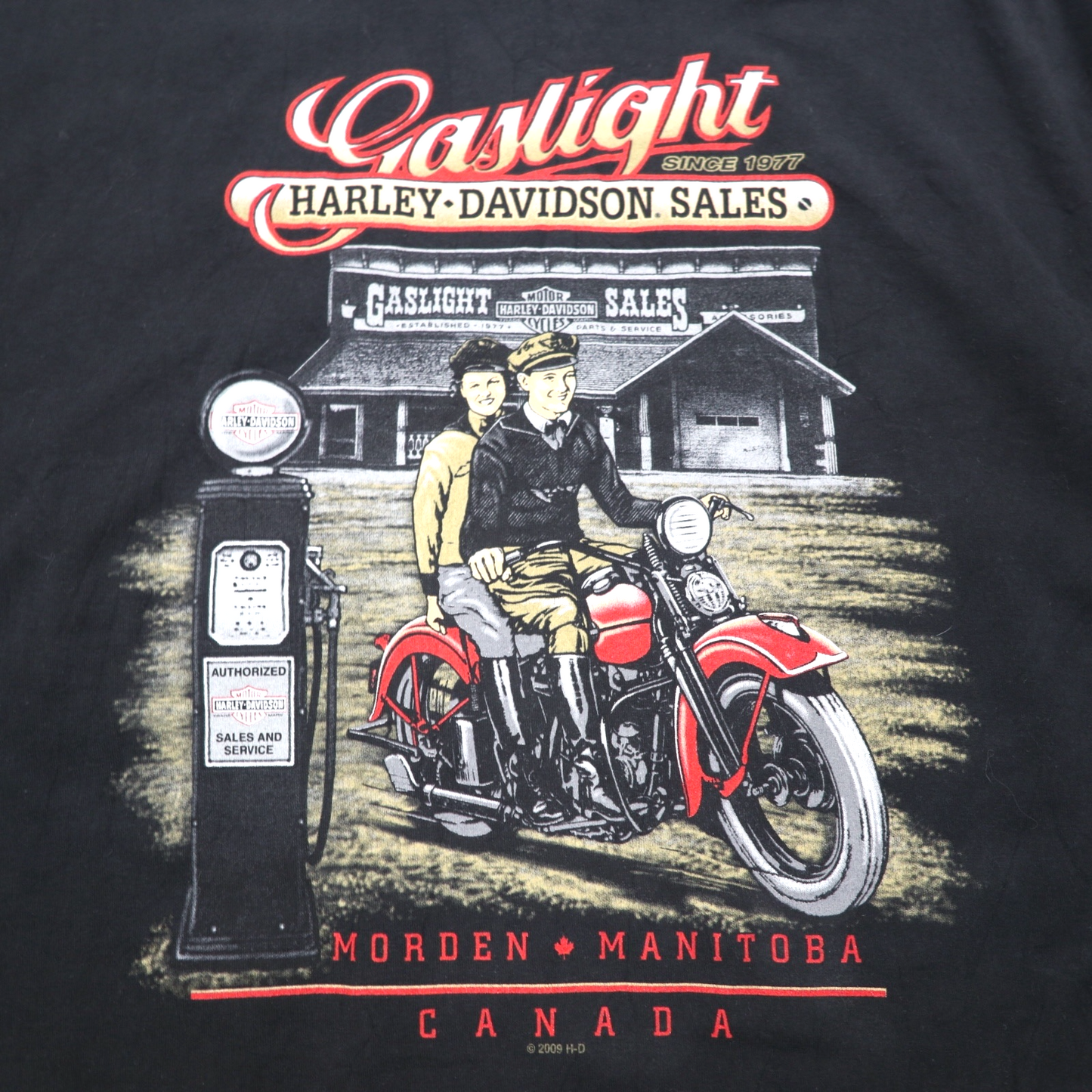 HARLEY DAVIDSON 両面プリント Tシャツ 2XL ブラック コットン ウルフ オオカミ アニマル ビッグサイズ