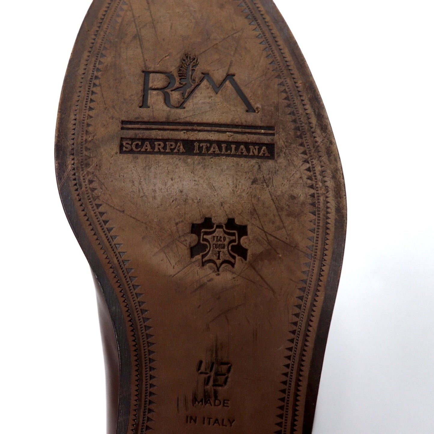 R.M イタリア製 Uチップ ドレスシューズ 26.5cm ブラウン レザー オーストリッチ切り替え