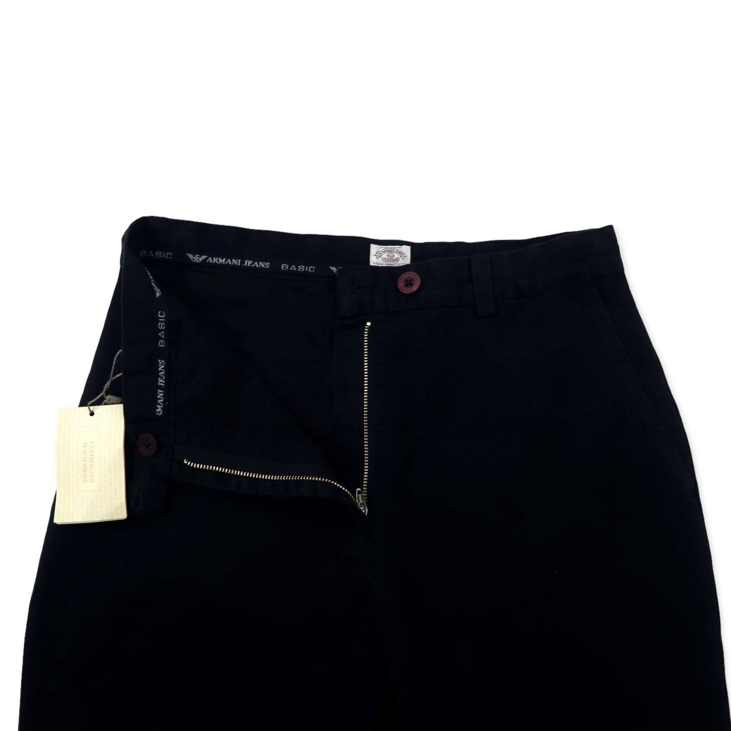 ARMANI JEANS イタリア製 テーパードパンツ 44 ブラック コットン 05P29CM PANTALONE 未使用品