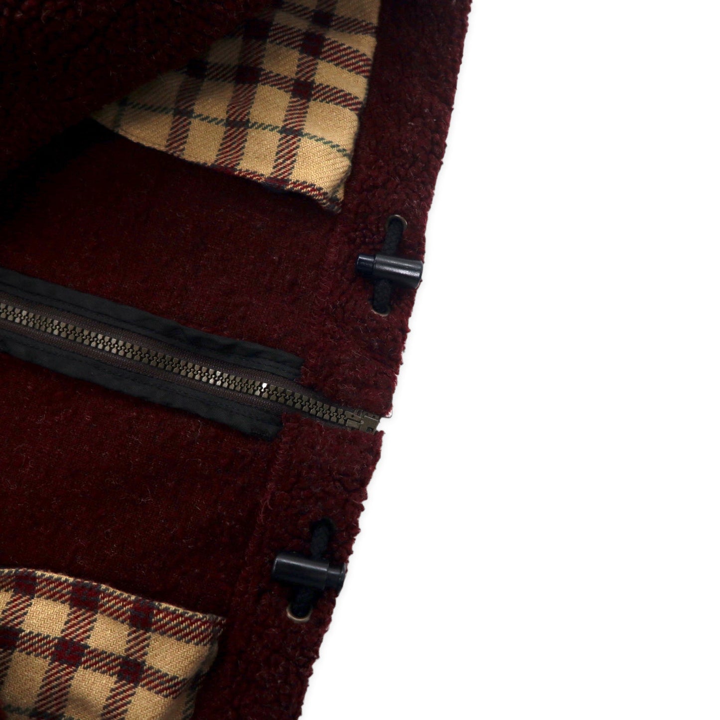 HUNTING WORLD イタリア製 ボアフリースジャケット M ボルドー ポリエステル バックロゴ刺繍