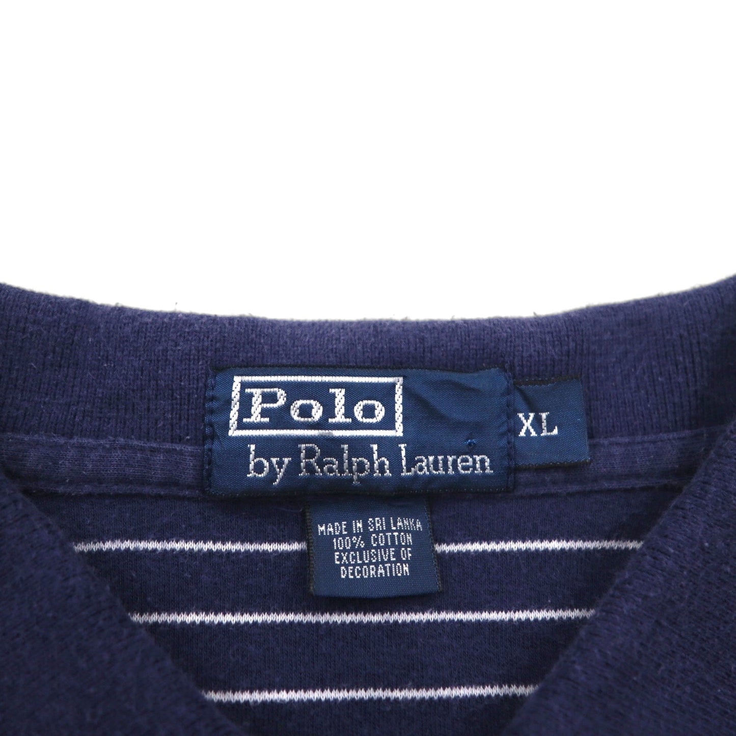 Polo by Ralph Lauren 90年代 ボーダー ポロシャツ XL ネイビー コットン スモールポニー刺繍