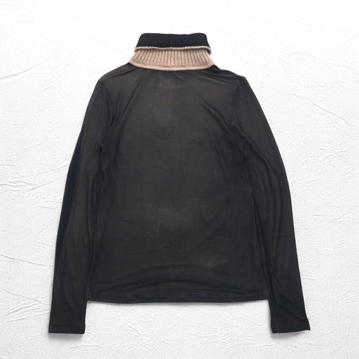 Maison Martin Margiela タートルネック シースルートップ セカンドスキン M ブラック レーヨン カシミヤ混 S51GC0286 593-2011 イタリア製