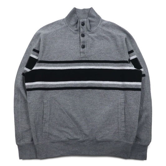 CHAPS ハーフボタン スウェット M グレー コットン サイドポケット