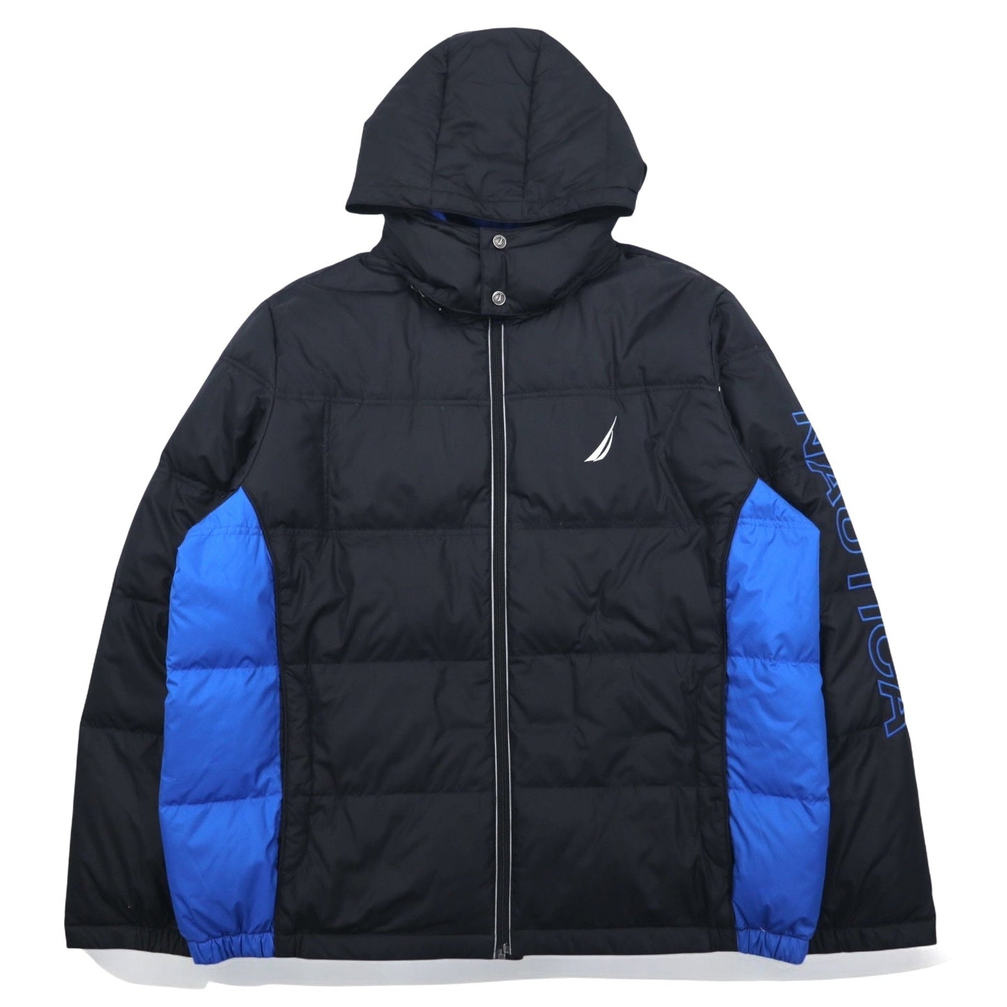 NAUTICA ダウンジャケット XXL ブラック ブルー ポリエステル フード着脱式