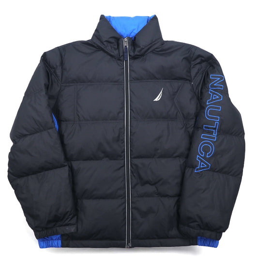 NAUTICA ダウンジャケット XXL ブラック ブルー ポリエステル フード着脱式