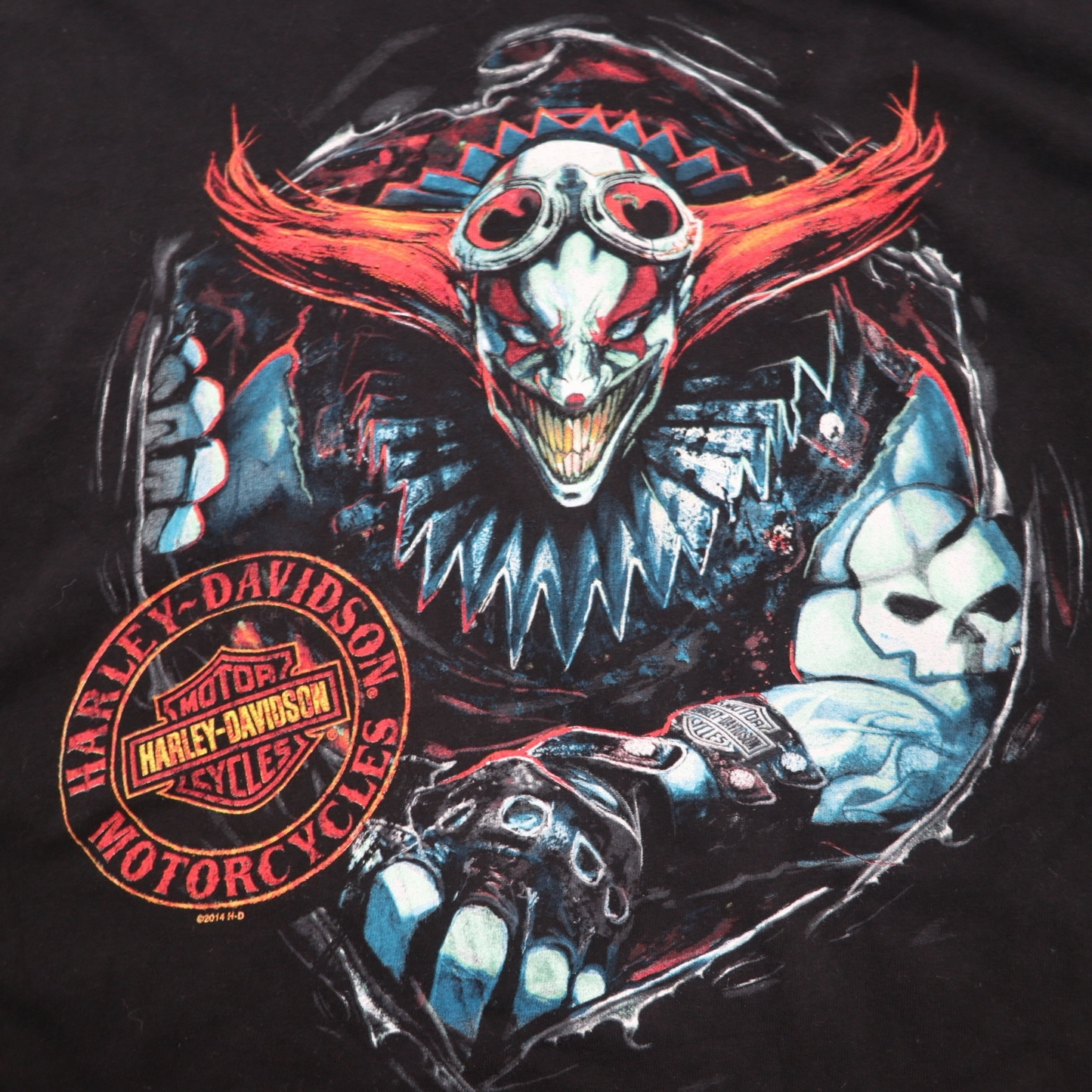 HARLEY DAVIDSON 両面プリント Tシャツ 2XL ブラック コットン スカル ピエロ BALTIMORE ビッグサイズ